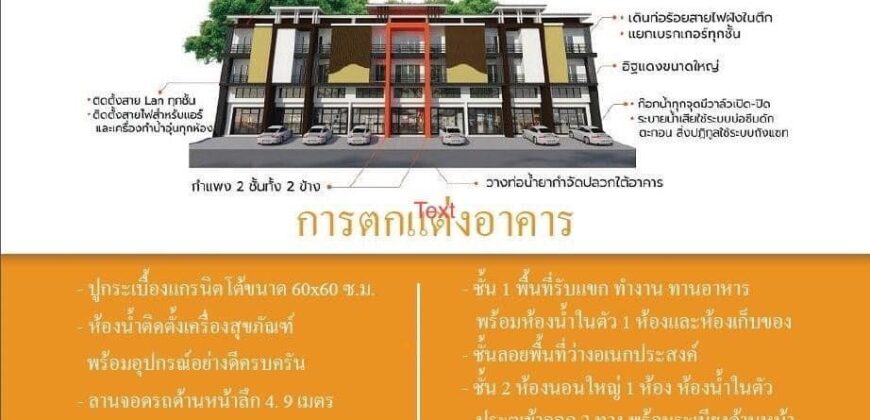 อาคารพาณิชย์ 3 ชั้น ต.ช้างเผือก อ.เมืองเชียงใหม่ หน้ามหาวิทยาลัยเชียงใหม่