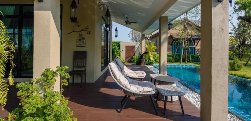 Pool Villa ติดริมน้ำ เนื้อที่เกือบ 1 ไร่ ต.ท่าวังตาล อ.สารภี จ.เชียงใหม่ ใกล้ถนนวงแหวนรอบ 3, วัดป่างิ้ว, สะพานป่าแดด – ท่าวังตาล