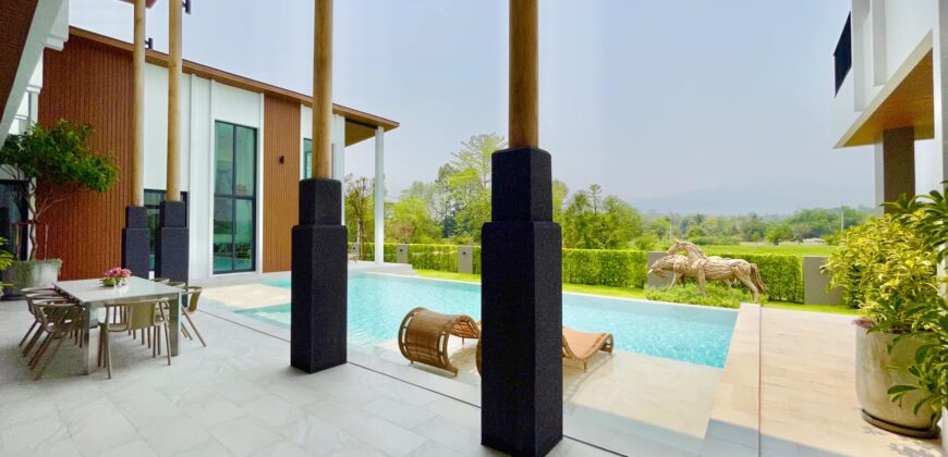 Pool Villa สร้างใหม่ 2 ชั้น วิวภูเขา วิวทุ่งนา บนเนื้อที่เกือบ 1 ไร่ ต.ห้วยทราย อ.แม่ริม จ.เชียงใหม่ ใกล้โรงเรียนนานาชาติเปรม 3 นาที, อบต.ห้วยทราย